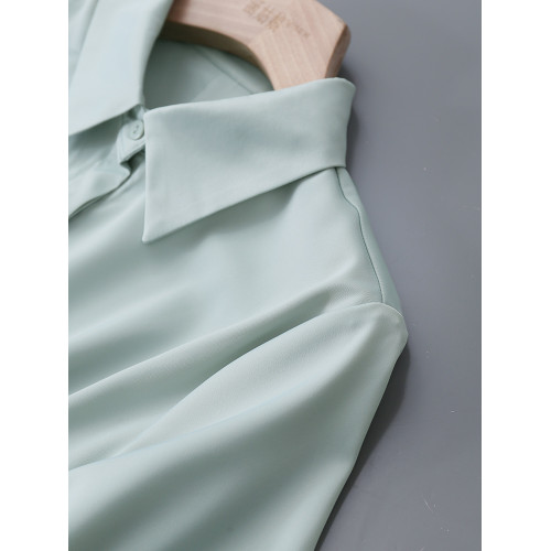 暗門襟短袖襯衫女2025夏季新款寬鬆顯瘦職業通勤百搭韓版緞面襯衣