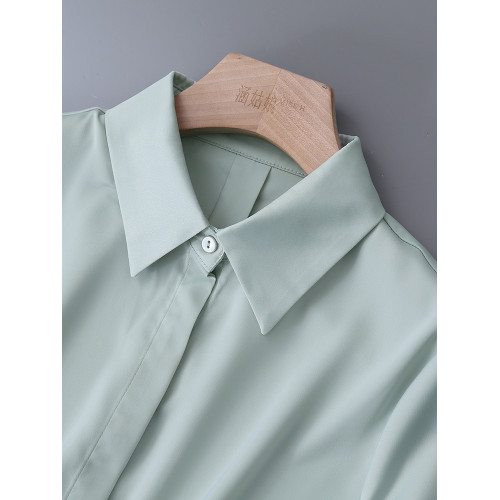 暗門襟短袖襯衫女2025夏季新款寬鬆顯瘦職業通勤百搭韓版緞面襯衣