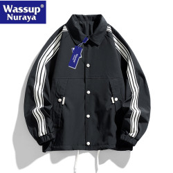 WASSUP Nuraya潮牌美式工裝夾克男春秋情侶外套百搭翻領寬松休閒
