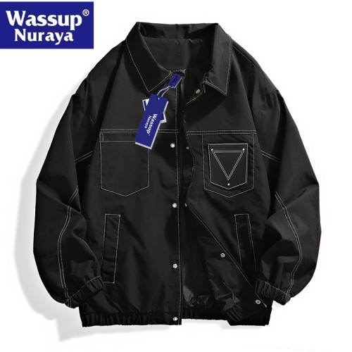 WASSUP Nuraya潮牌夾克男春秋新款工裝百搭美式翻領休閒百搭外套
