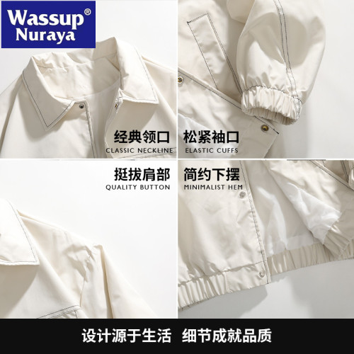 WASSUP Nuraya潮牌夾克男春秋新款工裝百搭美式翻領休閒百搭外套