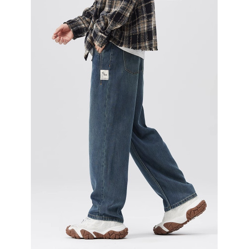 黑色牛仔褲男2025春夏季新款直筒寬鬆褲子美式休閒濶腿長褲