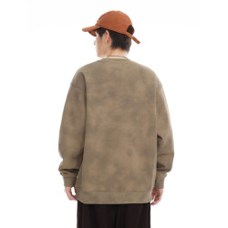 潮牌紥染衛衣男2025春季新款美式復古水洗休閒寬松圓領打底上衣
