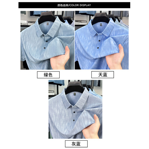 啄木鳥冰絲polo衫男士夏季薄款2025新款休閒爸爸男裝翻領短袖t恤K