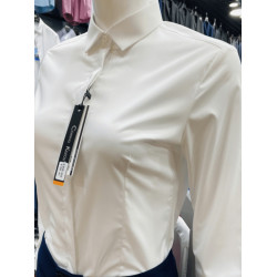 女士白襯衫長袖修身彈力免燙竹纖維上班面試職業裝工作服白色襯衣