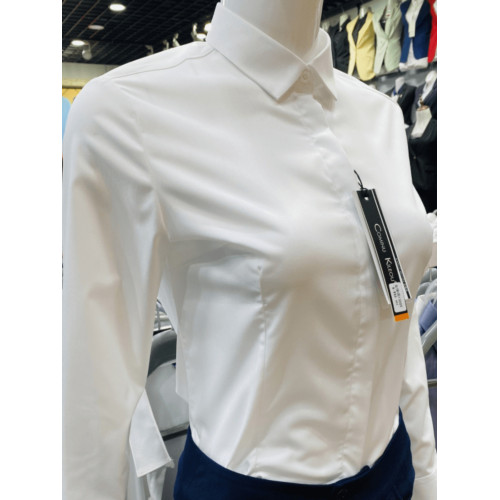 女士白襯衫長袖修身彈力免燙竹纖維上班面試職業裝工作服白色襯衣