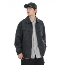 美式皮衣外套男士秋冬季潮牌休閒繙領復古美拉德工裝皮夾克