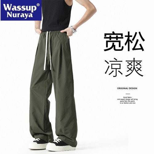 WASSUP NURAYA美式褲子男春夏寬松直筒彎刀褲痞帥休閒運動長褲子