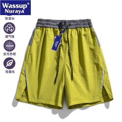 WASSUP Nuraya潮牌夏季涼感冰絲短褲男士拼色五分褲休閒工裝中褲