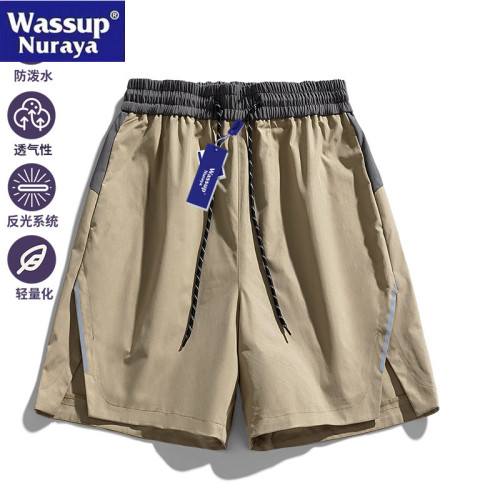 WASSUP Nuraya潮牌夏季涼感冰絲短褲男士拼色五分褲休閒工裝中褲