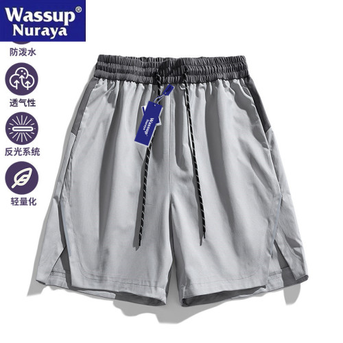 WASSUP Nuraya潮牌夏季涼感冰絲短褲男士拼色五分褲休閒工裝中褲