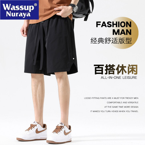 WASSUP NURAYA美式運動休閒短褲男夏季紫色薄款沙灘速乾五分中褲