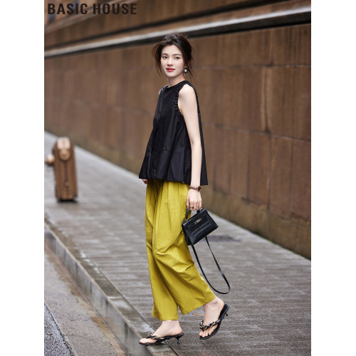 Basic House/百家好品位之選無袖t恤寬松薄款襯衫女2025夏季新款