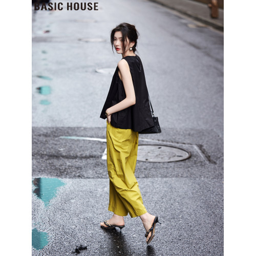 Basic House/百家好品位之選無袖t恤寬松薄款襯衫女2025夏季新款