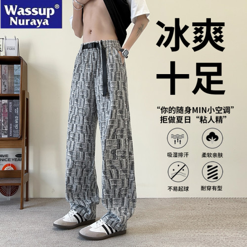 WASSUP NURAYA美式休閒褲男夏季簡約百搭寬松直筒速乾長褲子潮牌