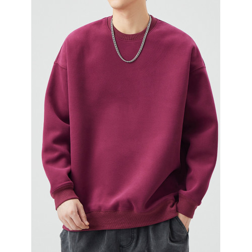 400G重磅圓領衛衣男士春秋季潮牌純色寬鬆內搭打底衫上衣情侶外套