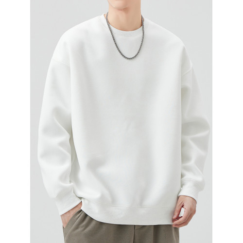 400G重磅圓領衛衣男士春秋季潮牌純色寬鬆內搭打底衫上衣情侶外套