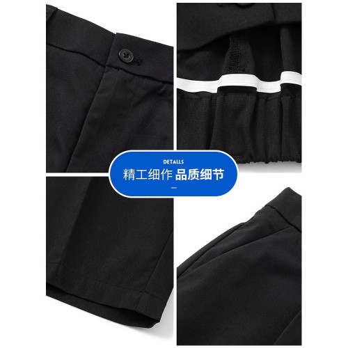 啄木鳥黑色冰絲休閒短褲男士夏季新款商務西褲短褲男生五分褲子K