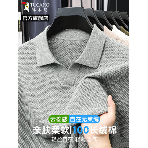 【100%純棉】啄木鳥2025新款短袖男士夏裝薄款肌理感t恤男裝上衣C