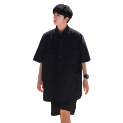 WASSUP NURAYA潮牌t恤襯衫男士夏季寬松休閒短袖套裝痞帥搭配一套