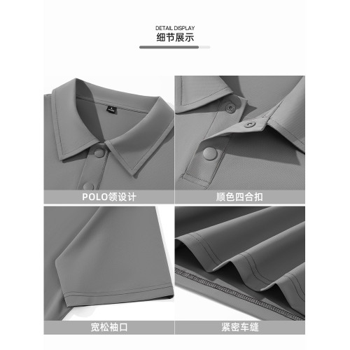 啄木鳥官方旗艦店爸爸短袖t恤男士中老年冰絲polo衫2025新款夏季Y