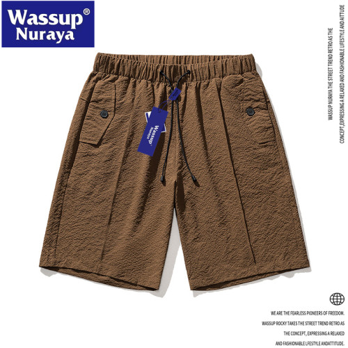 WASSUP Nuraya潮牌冰絲速乾短褲男夏季薄款寬鬆五分褲設計感中褲