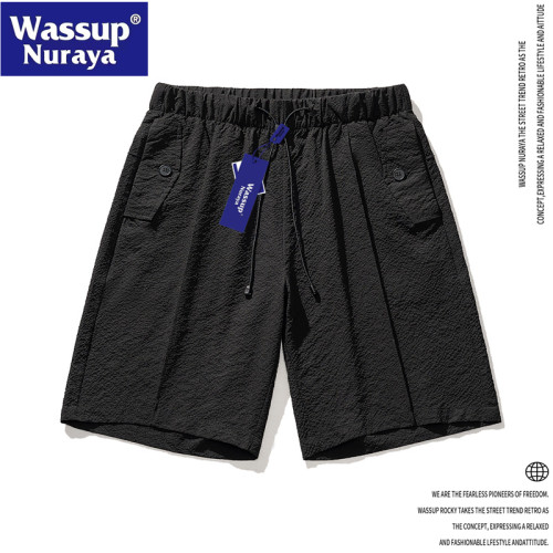 WASSUP Nuraya潮牌冰絲速乾短褲男夏季薄款寬鬆五分褲設計感中褲