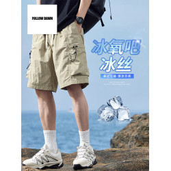 美式工裝短褲男新款夏季薄款冰絲青少年沙灘速乾5五分褲