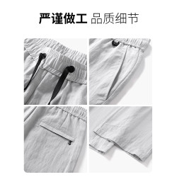 啄木鳥天絲薄款亞麻休閒褲男士2025新款夏季垂感寬松直筒運動褲K