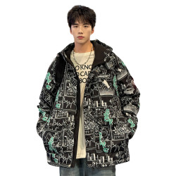 WASSUP NURAYA小惡魔情侶羽絨服男短款青少年冬季白鴨絨加厚外套