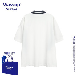 WASSUP NURAYA美式復古拼接短袖T恤男女夏季新款三條杠寬松上衣潮