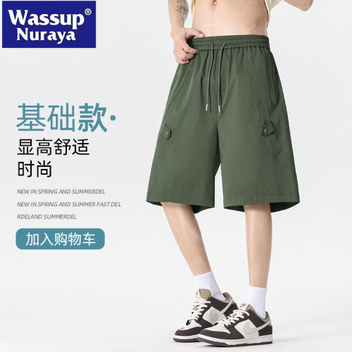 WASSUP NURAYA日系純色工裝短褲男夏季薄款寬松速乾青少年五分褲