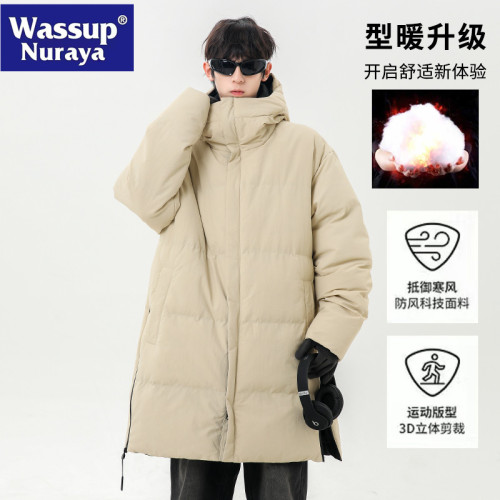 WASSUP NURAYA棉服男冬季加厚服戶外中長款連帽棉衣青年情侶外套