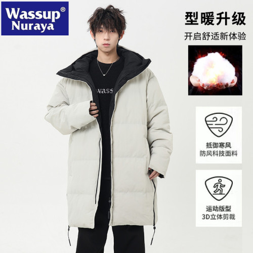 WASSUP NURAYA棉服男冬季加厚服戶外中長款連帽棉衣青年情侶外套