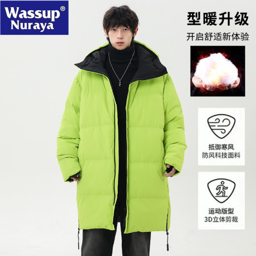 WASSUP NURAYA棉服男冬季加厚服戶外中長款連帽棉衣青年情侶外套