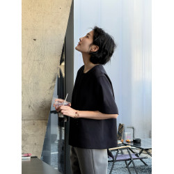 周浪清 天絲襯衫夏季女短袖2025新款好看別致小衫亞麻t恤醋酸上衣