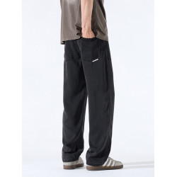 萊賽爾寬松大碼濶腿褲天絲牛仔褲男垂感美式高街直筒2025春夏薄款