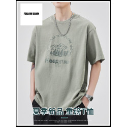 純棉T恤男士夏季薄款時尚短袖上衣男裝百搭夏天透氣體恤