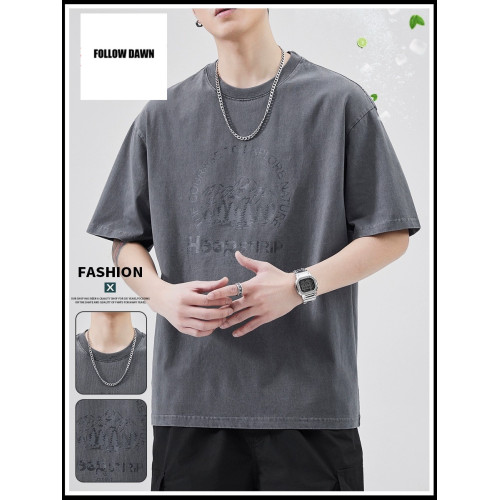 純棉T恤男士夏季薄款時尚短袖上衣男裝百搭夏天透氣體恤