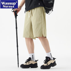WASSUP NURAYA男士冰絲短褲夏季薄戶外運動休閒寬鬆青年五分中褲