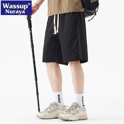 WASSUP NURAYA男士冰絲短褲夏季薄戶外運動休閒寬鬆青年五分中褲
