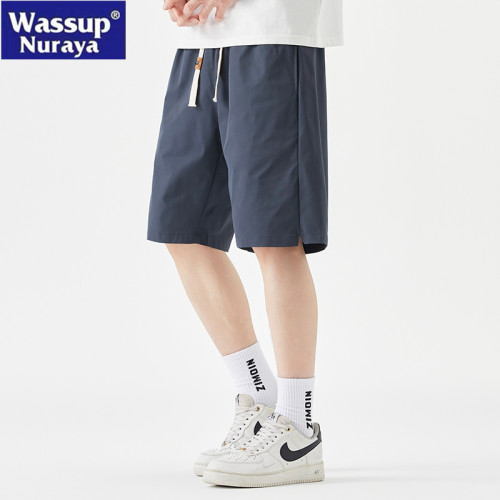WASSUP NURAYA男士冰絲短褲夏季薄戶外運動休閒寬鬆青年五分中褲