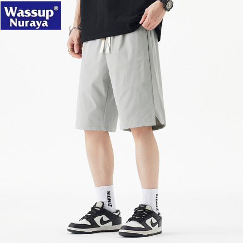 WASSUP NURAYA男士冰絲短褲夏季薄戶外運動休閒寬鬆青年五分中褲