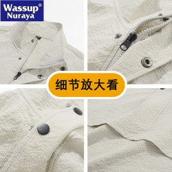WASSUP Nuraya潮牌立領t恤男夏季半截袖青少年休閒寬松透氣上衣T