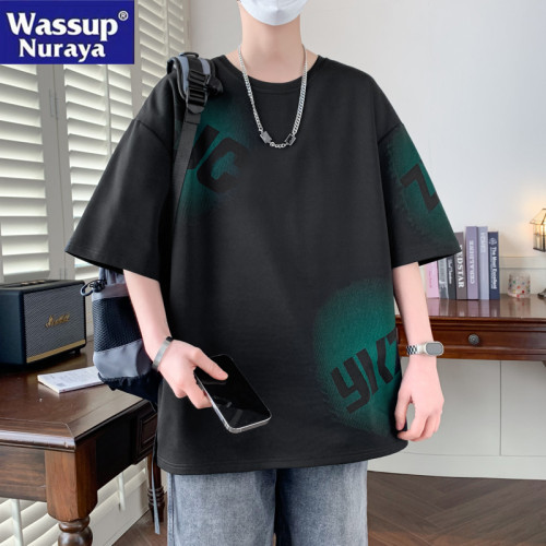 WASSUP NURAYA短袖T恤男夏季潮牌寬松透氣大碼半袖青年休閒上衣