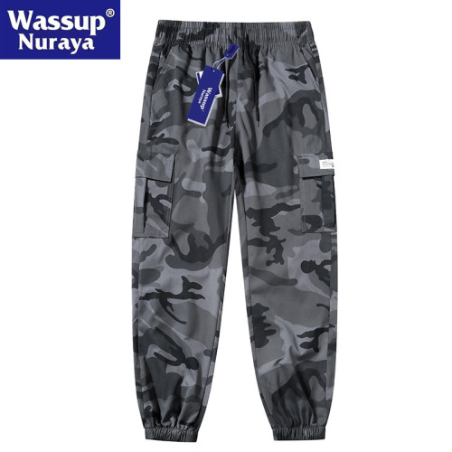 WASSUP Nuraya潮牌迷彩褲子男春秋美式休閒褲寬鬆束腳復古工裝褲