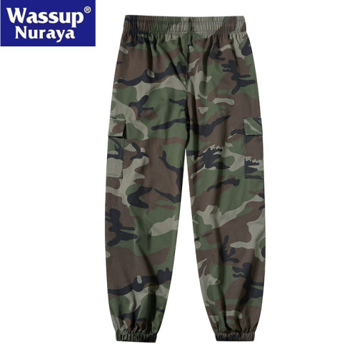 WASSUP Nuraya潮牌迷彩褲子男春秋美式休閒褲寬鬆束腳復古工裝褲