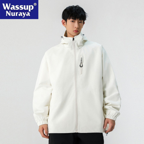 WASSUP NURAYA春秋美式工裝外套男士新款連帽休閒青年夾克沖鋒衣