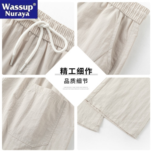 WASSUP Nuraya潮牌冰絲褲子男士夏季薄款寬松休閒褲直筒運動褲子