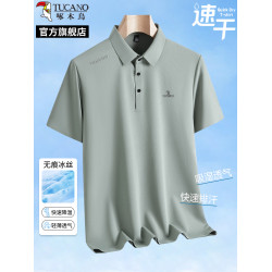 啄木鳥2025夏季新款男士休閒冰絲短袖t恤薄款爸爸半袖polo衫男裝C
